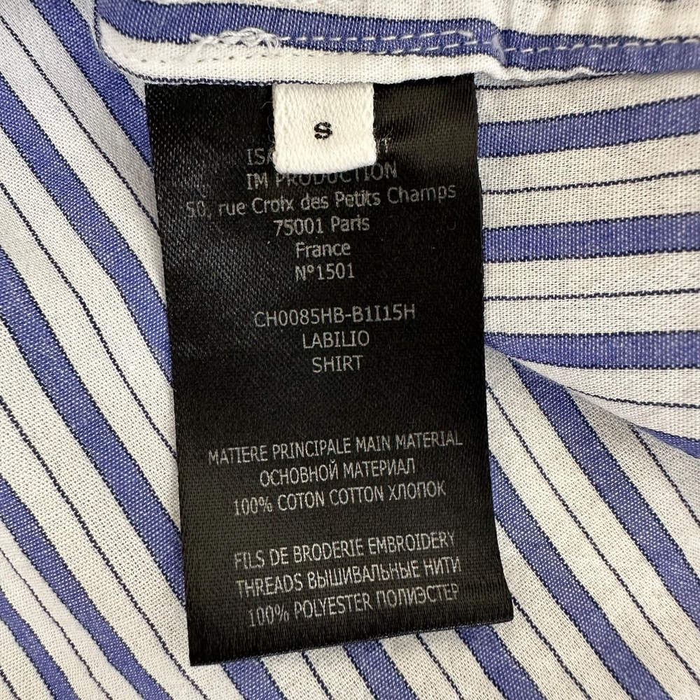 Isabel Marant Labilio Shirt Mens Small Blue Stripe Oversized Short Sleeve Cotton - Picture 13 of 15